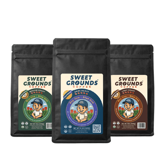 Sweet Grounds Coffee Collection bundle with three whole bean coffee bags
